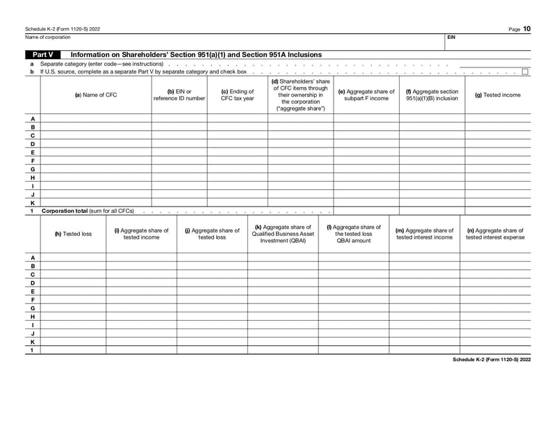 Large thumbnail of Form 1120-S Schedule K-2 - Jan 2022