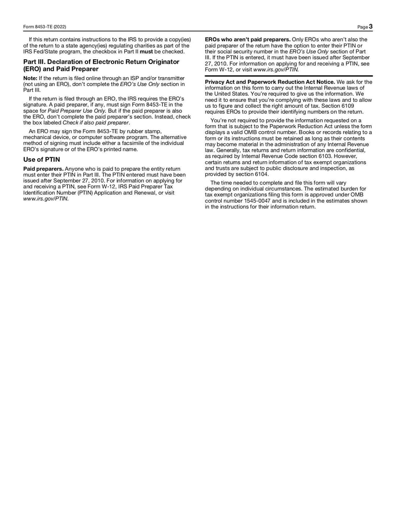 Large thumbnail of Form 8453-TE - Dec 2022