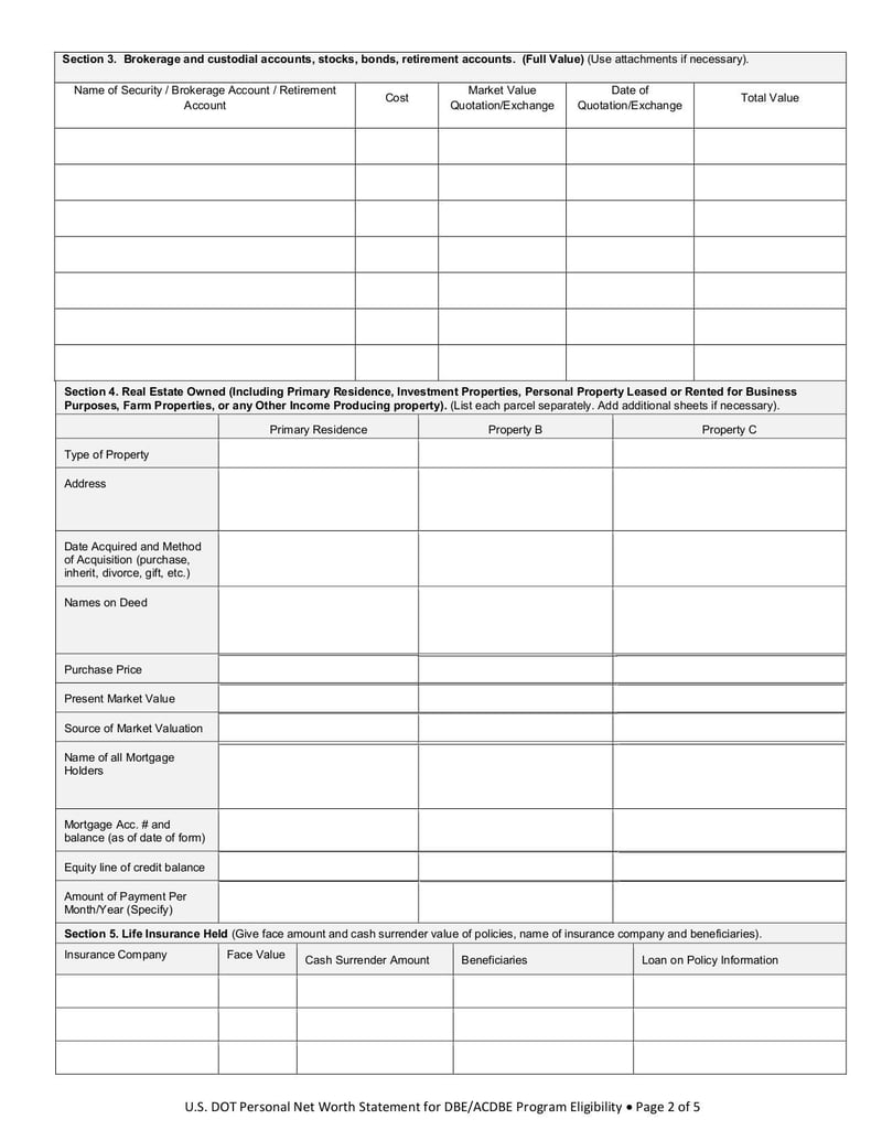 Large thumbnail of Personal Net Worth Statement - Nov 2014
