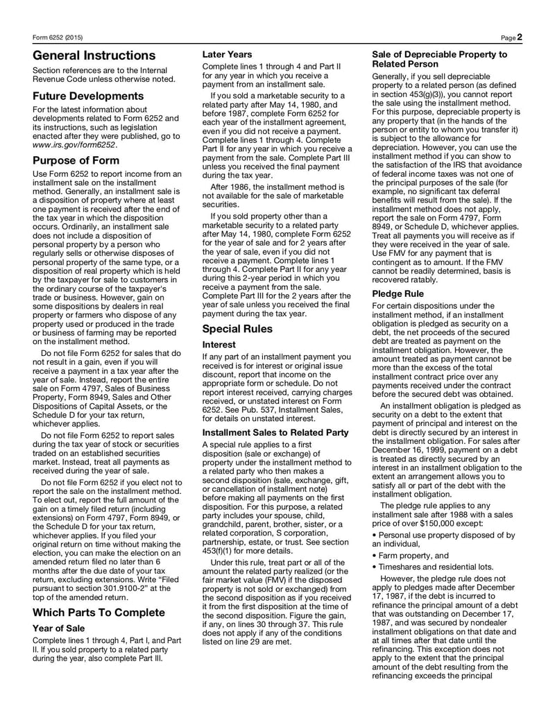 Large thumbnail of Form 6252 - Oct 2015