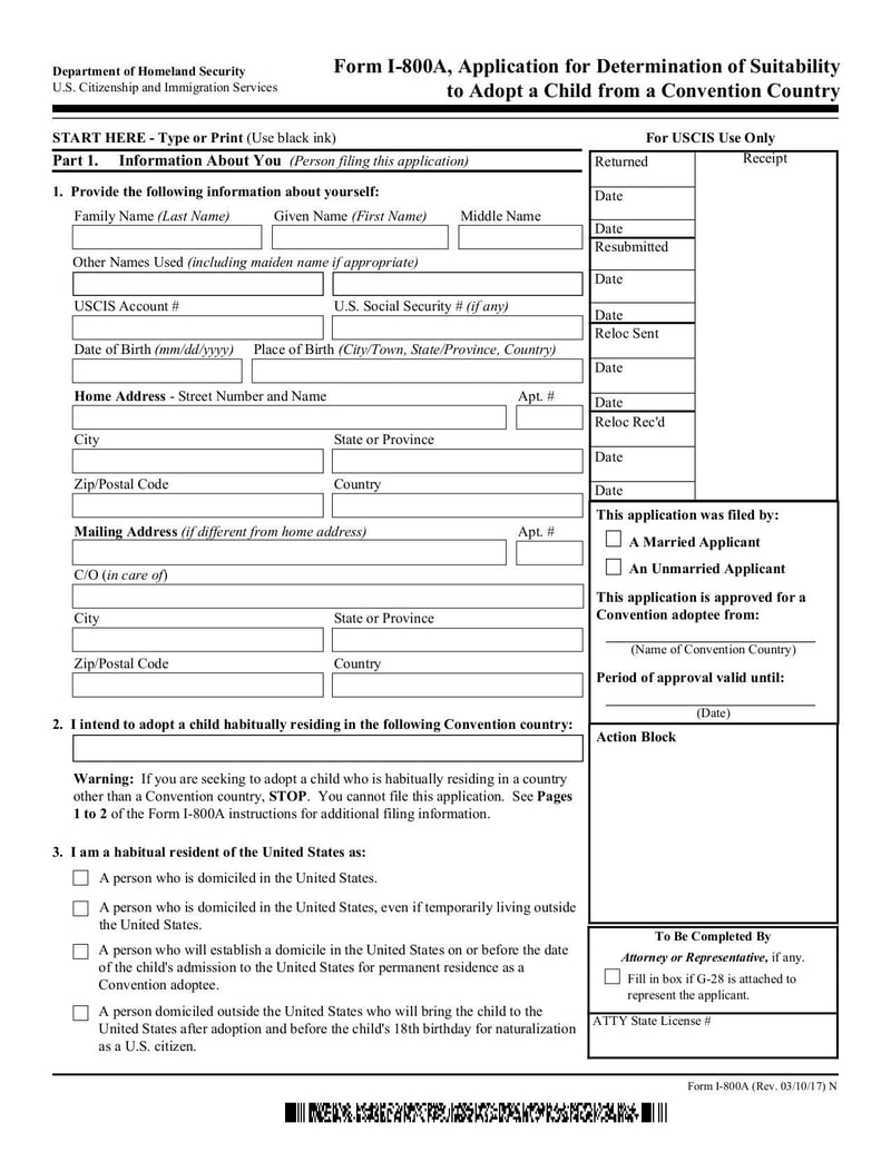 Large thumbnail of Form I-800a - Mar 2017