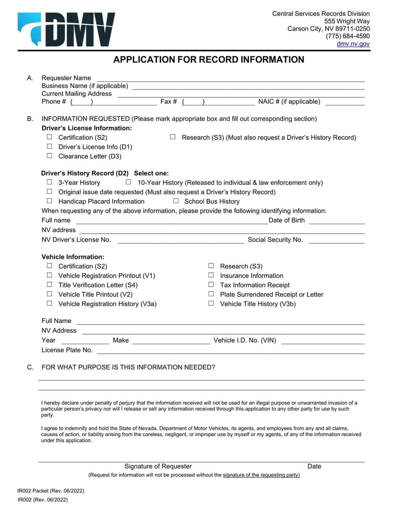 Large thumbnail of Form IR002