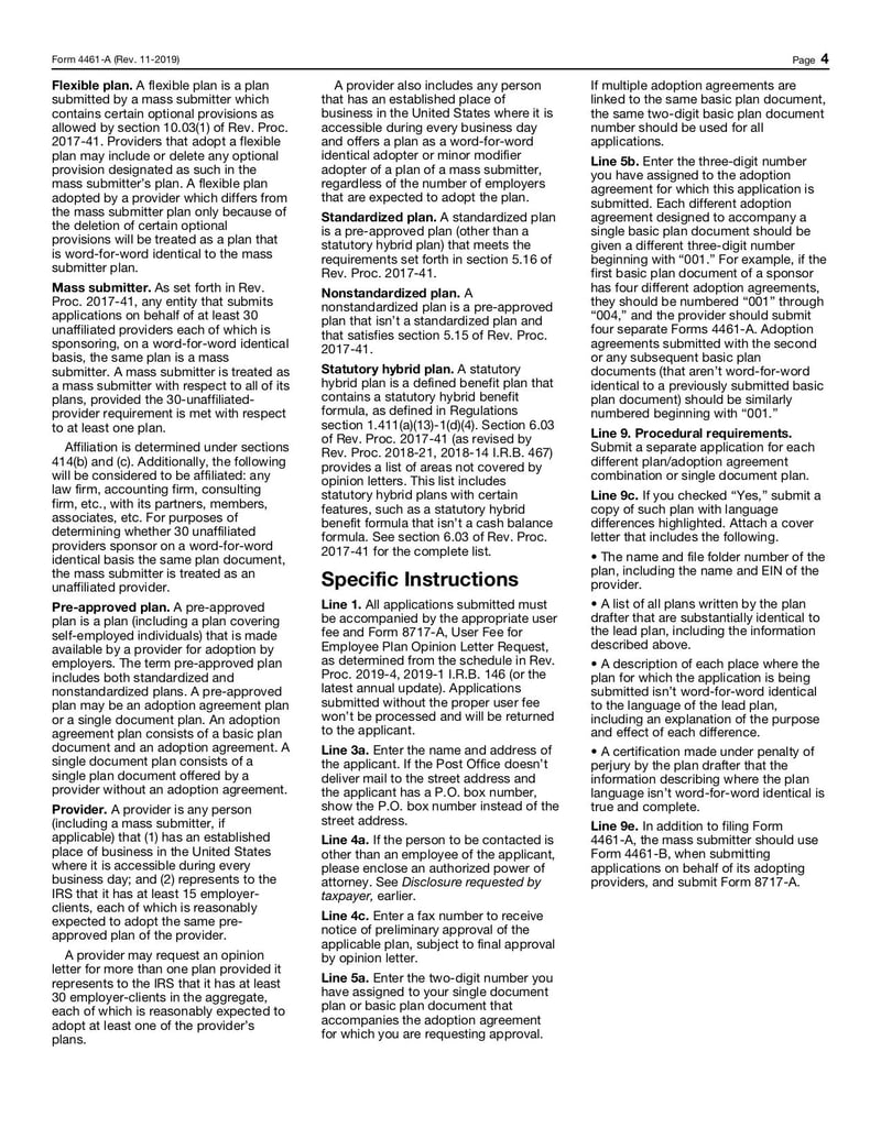 Large thumbnail of Form 4461-A - Nov 2019