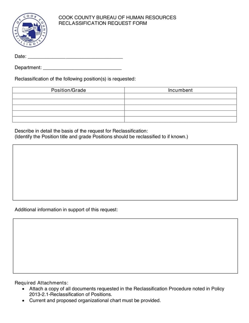 Large thumbnail of Reclassification Request Form - Jul 2013