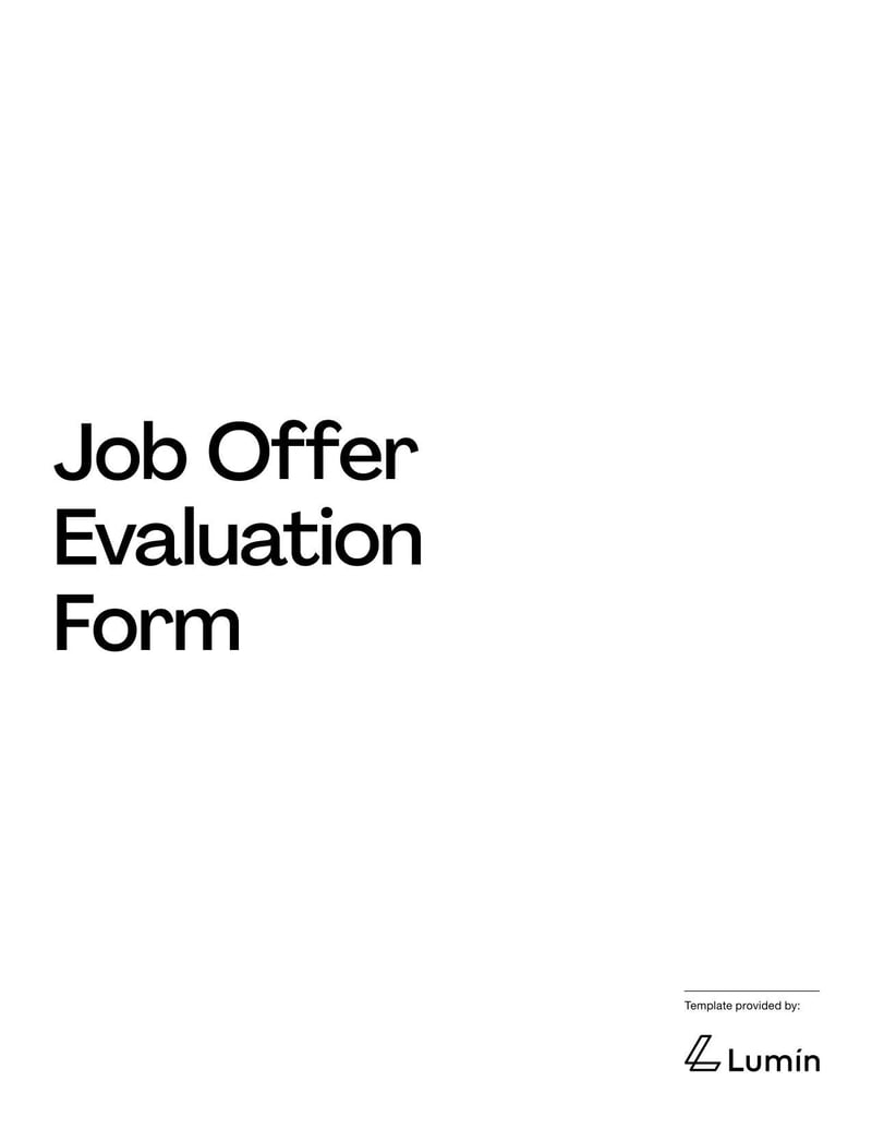 Job Offer Evaluation Form to compare multiple job opportunities