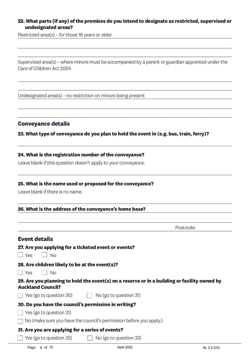 Large thumbnail of Alcohol Special Licence Application Form - Apr 2022