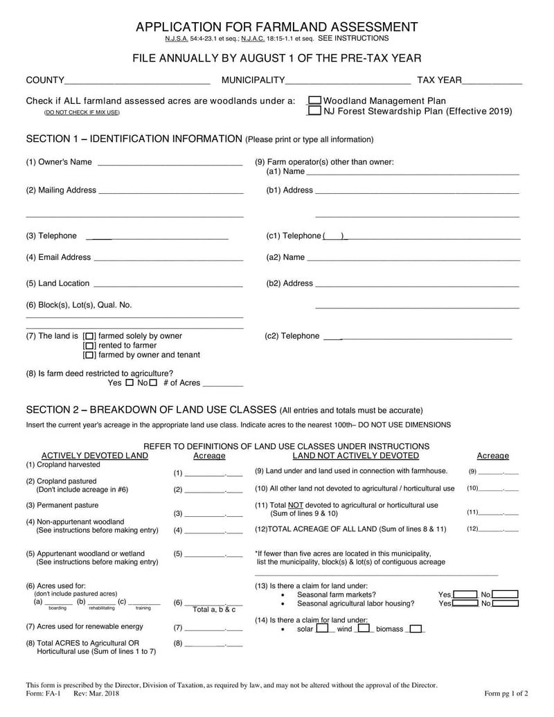 Large thumbnail of Form FA-1