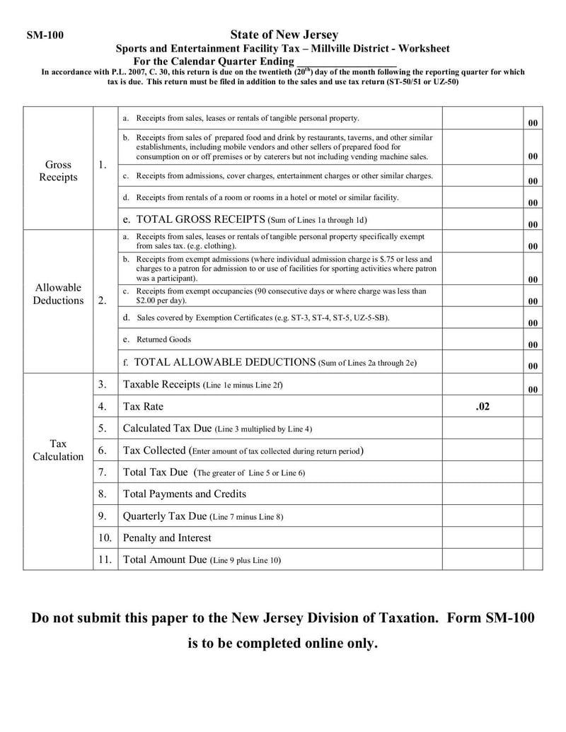 Large thumbnail of Form SM-100 - Nov 2008