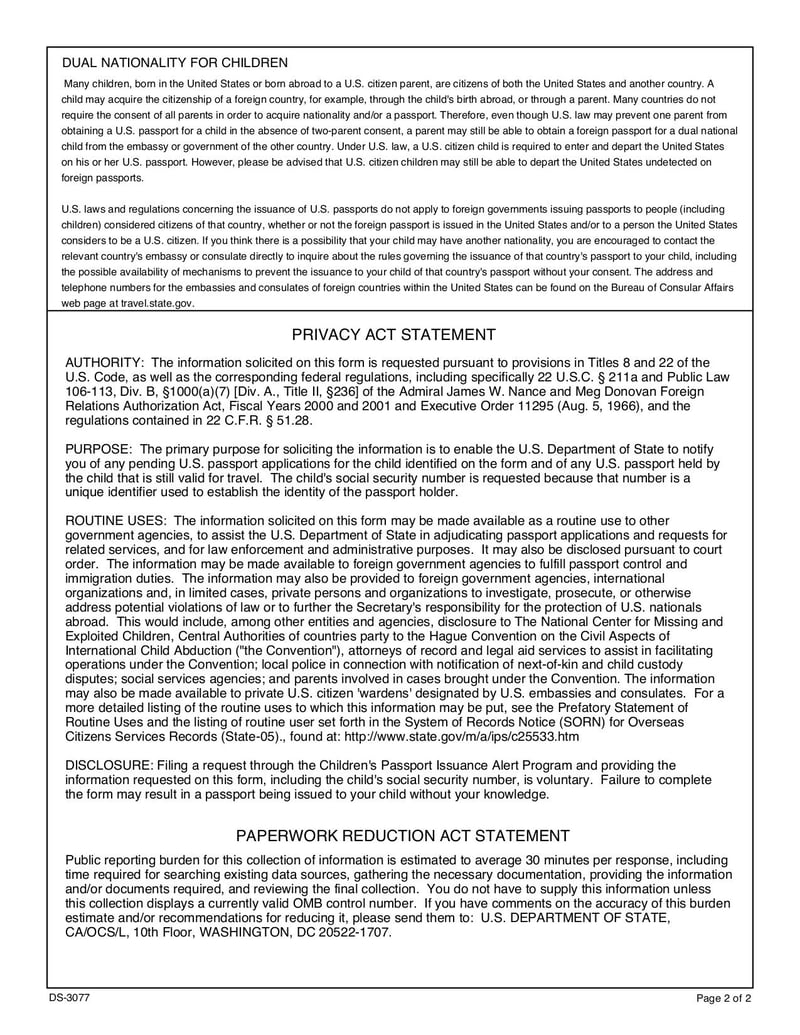 Large thumbnail of Form DS-3077 - Nov 2018