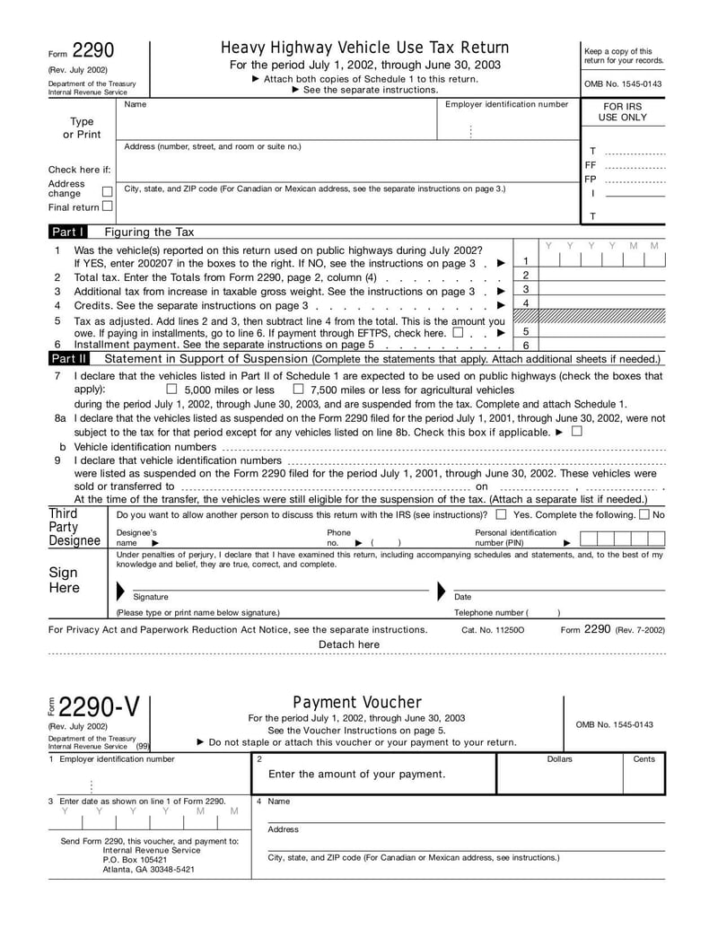 Large thumbnail of Form 2290 - Jul 2002