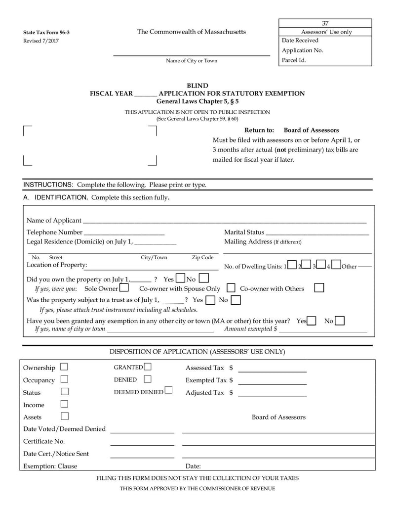 Large thumbnail of State Tax Form 96-3 - Aug 2017