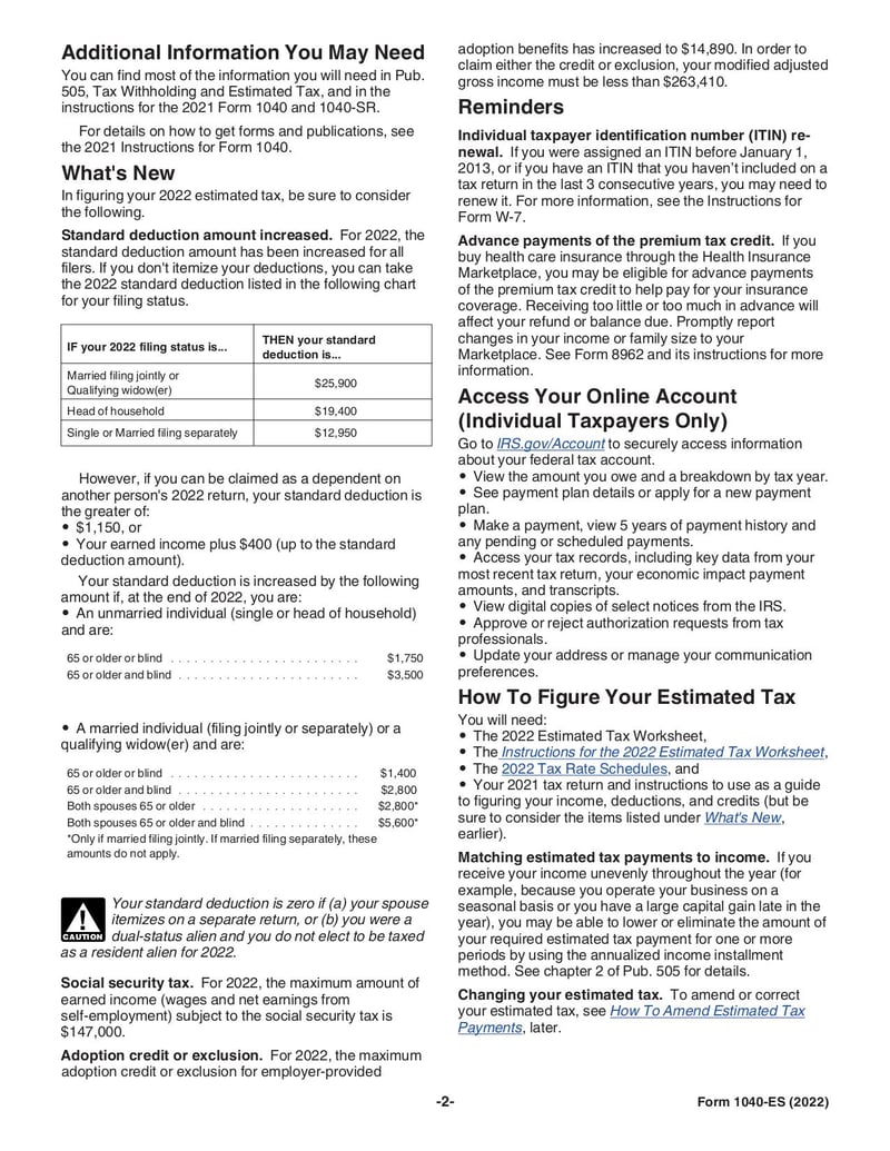 Large thumbnail of Form 1040-ES - Nov 2022