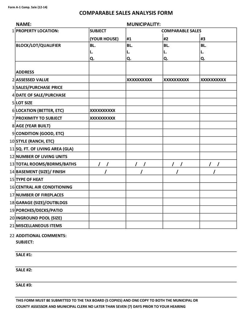 Large thumbnail of Form A-1 Comparable Sales Analysis - Dec 2014