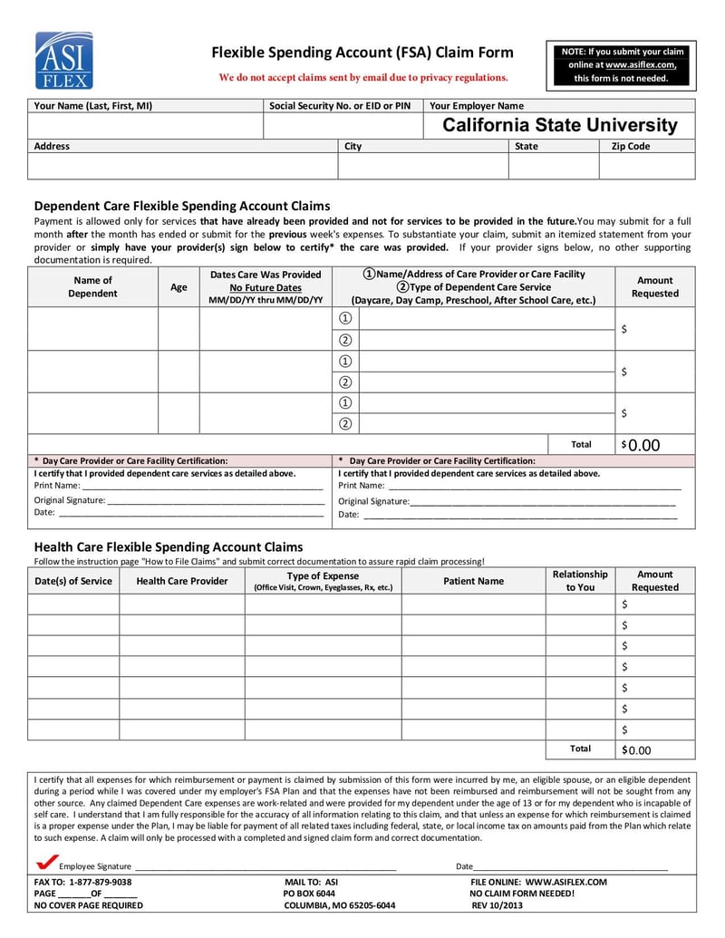 Large thumbnail of FSA Claim Form - Jul 2015