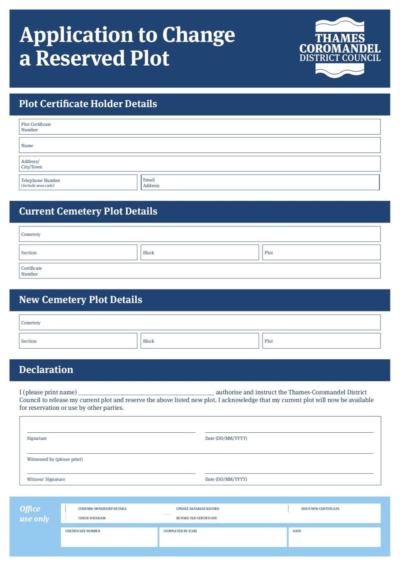 Large thumbnail of Application to Change a Reserved Plot V2 - Sep 2021