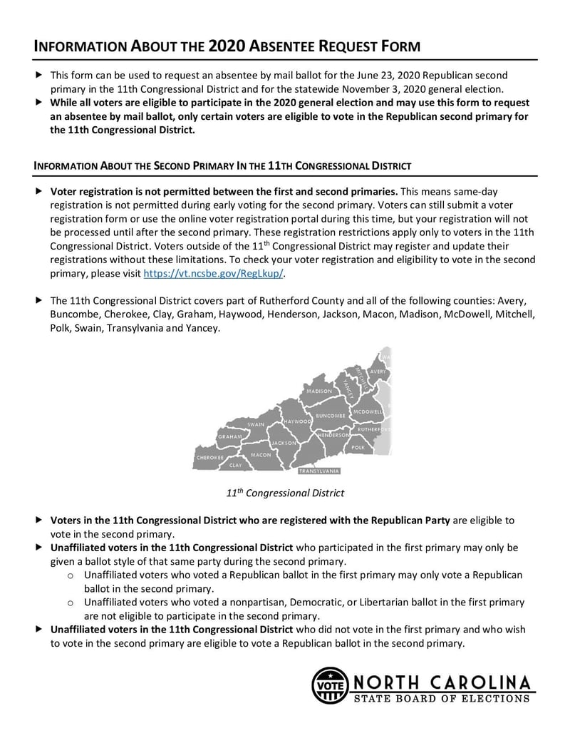 Large thumbnail of Information About The 2020 Absentee Request Form - Apr 2020