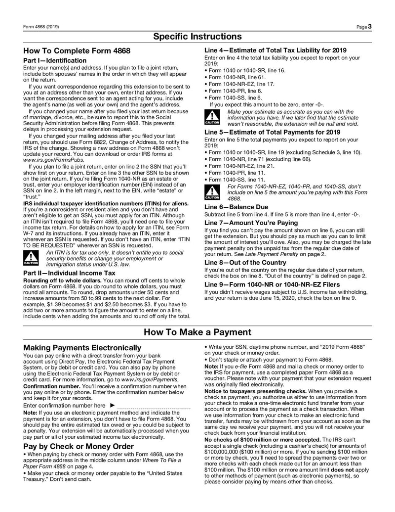 Large thumbnail of Form 4868 - Jan 2019