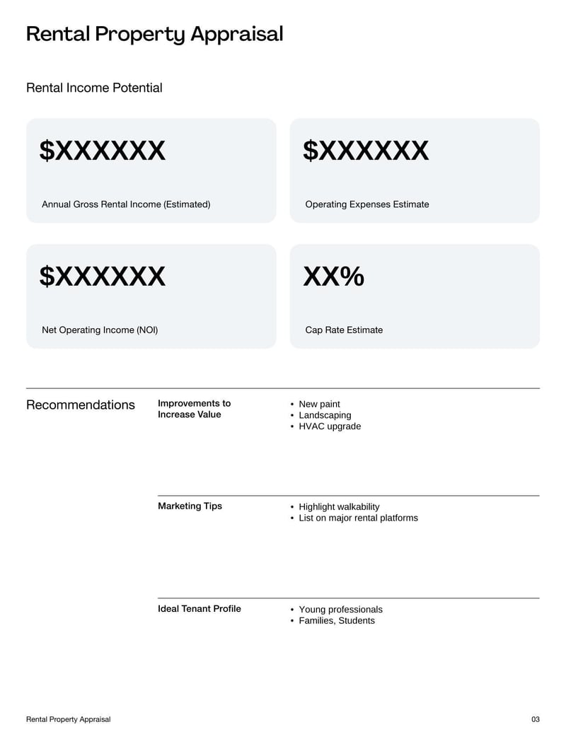 Rental Property Appraisal used to evaluate a property's value for rental or investment purposes