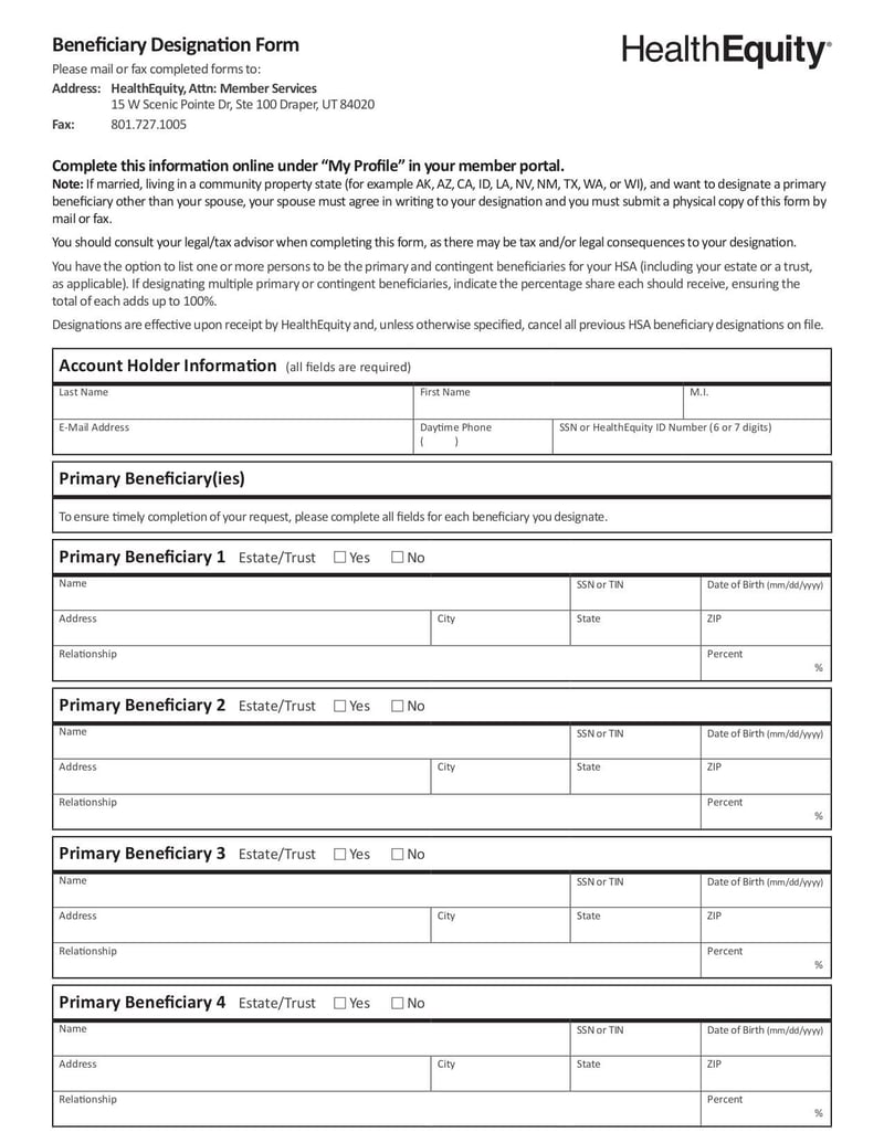 Large thumbnail of Beneficiary Designation Form - Mar 2018