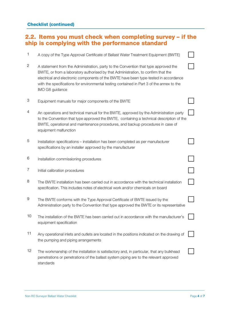 Large thumbnail of Ballast Water Management Survey Checklist - Jul 2017