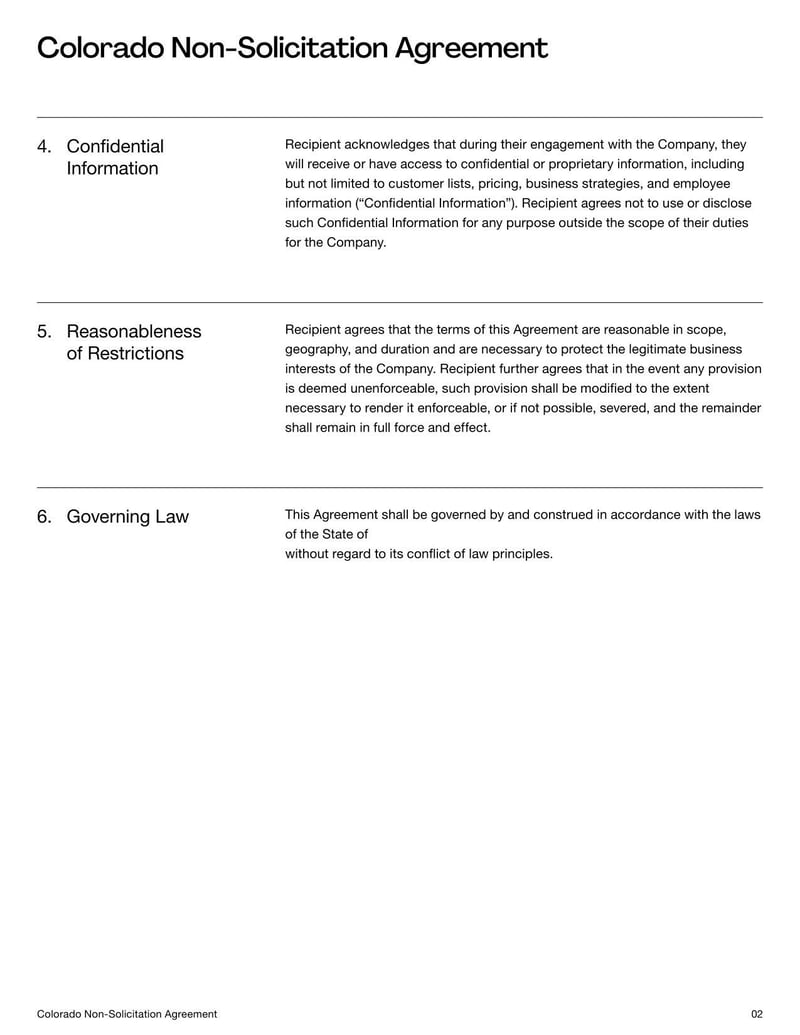 Large thumbnail of Non-Solicitation Agreement Colorado Template