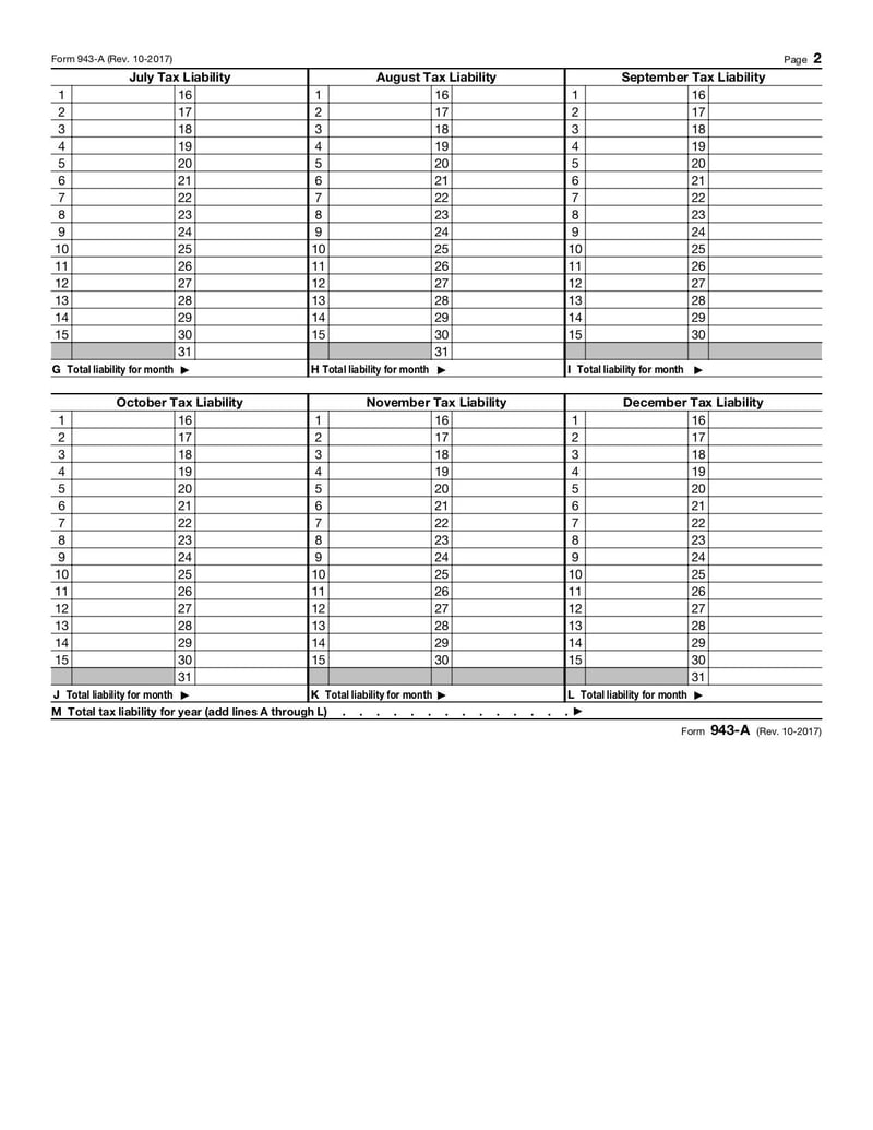 Large thumbnail of Form 943-A - Oct 2017