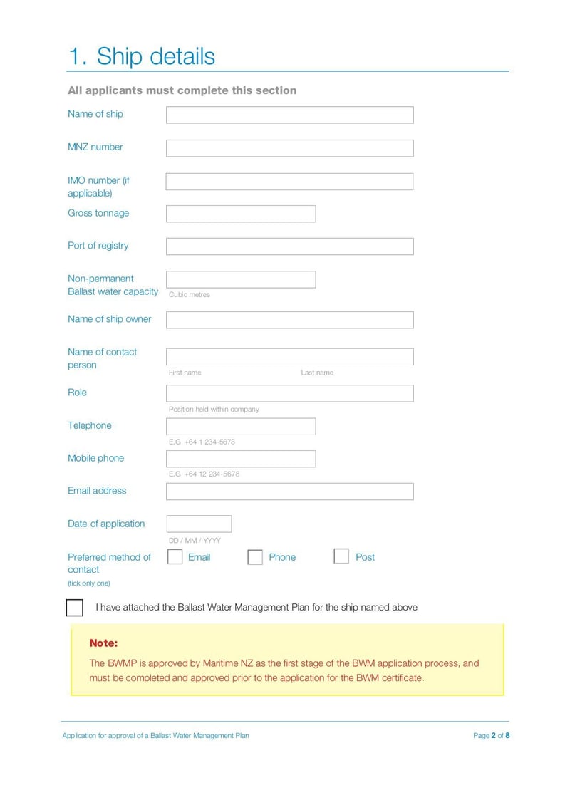 Large thumbnail of Ballast Water Management Plan Approval Form - Jul 2019