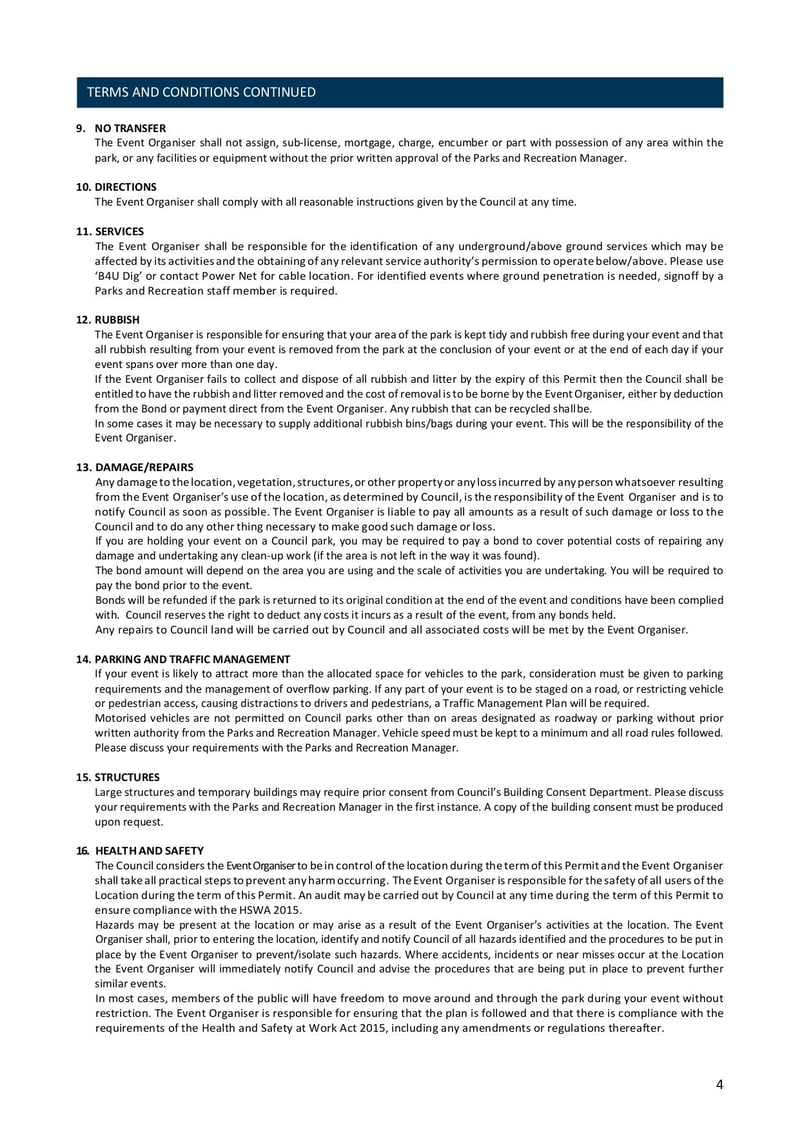 Large thumbnail of Parks and Recreation Booking Form - Aug 2021