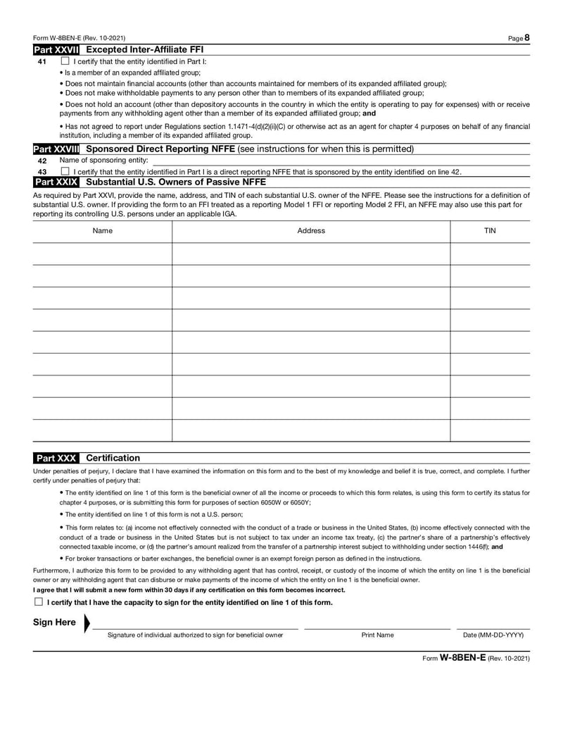 Thumbnail of Form W-8BEN-E - Oct 2021 - page 7