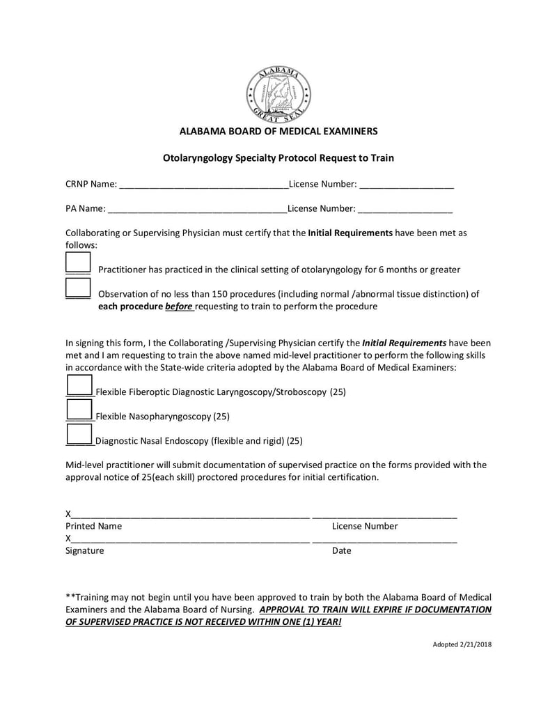Large thumbnail of PAreg-Otolaryngology Specialty Protocol Request to Train - Sep 2019