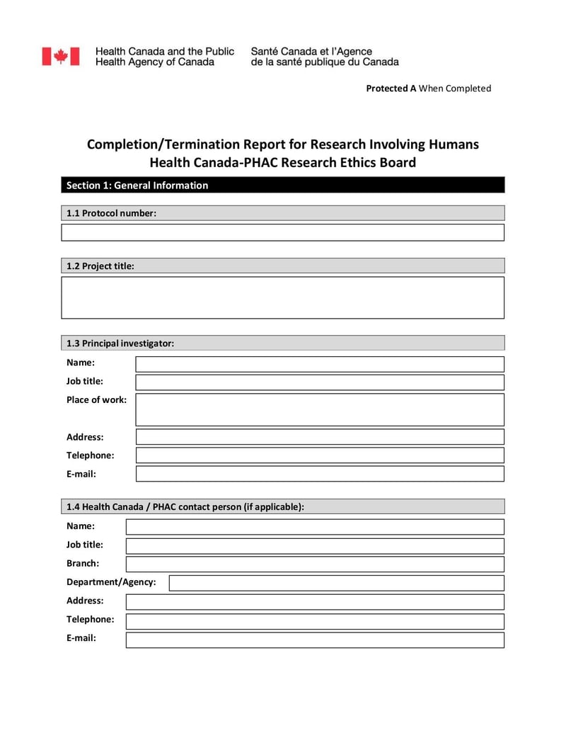 Thumbnail of Completion/Termination Report for Research Involving Humans - Mar 2022 - page 2