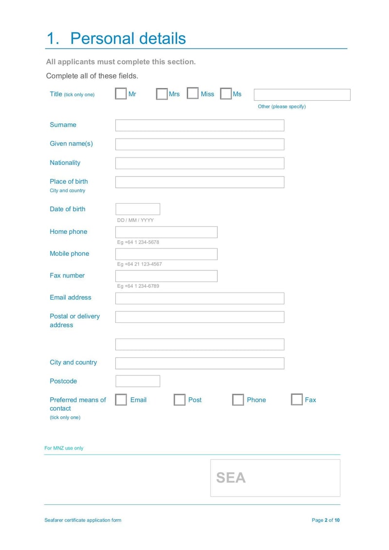 Large thumbnail of Seafarer Certificate Application Form - Oct 2020