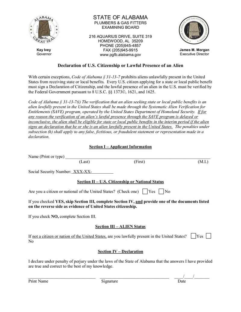 Large thumbnail of Declaration of U.S. Citizenship or Lawful Presence of an Alien - Sep 2019