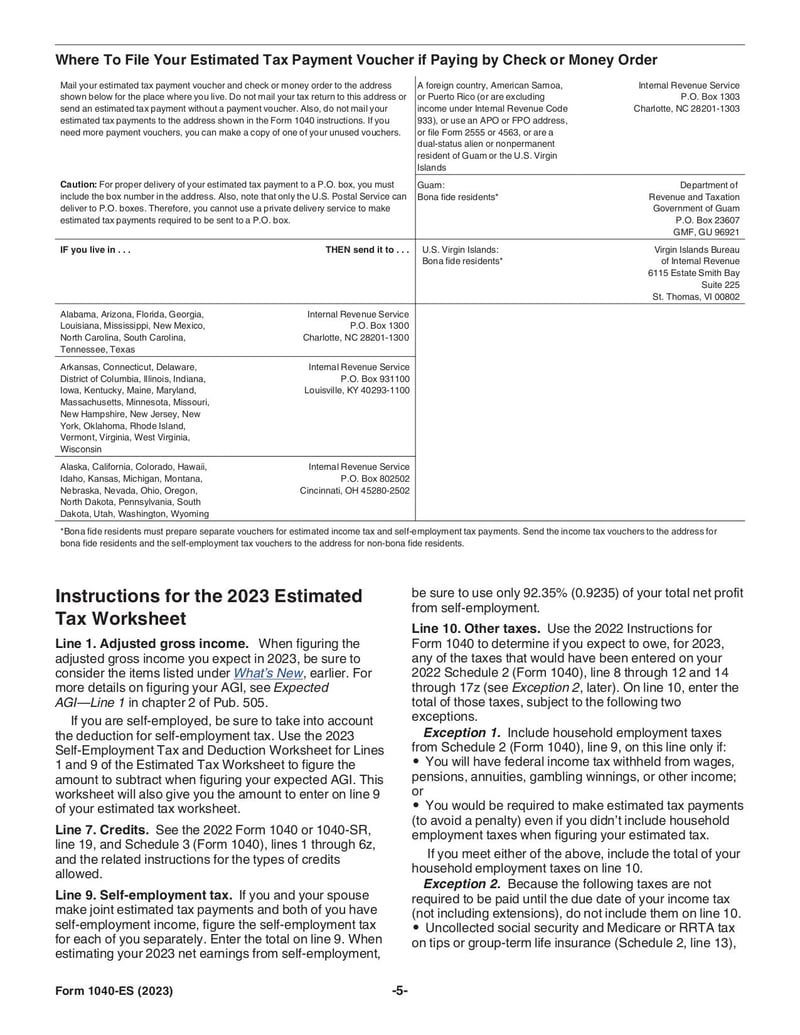 Thumbnail of Form 1040-ES - Jan 2023 - page 4