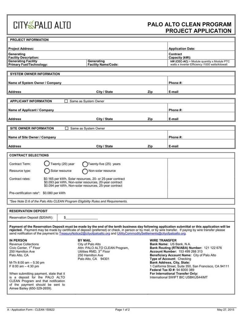 Large thumbnail of Palo Alto Clean Program Project Application