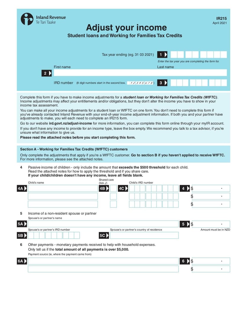 Large thumbnail of Form IR215 - Mar 2021