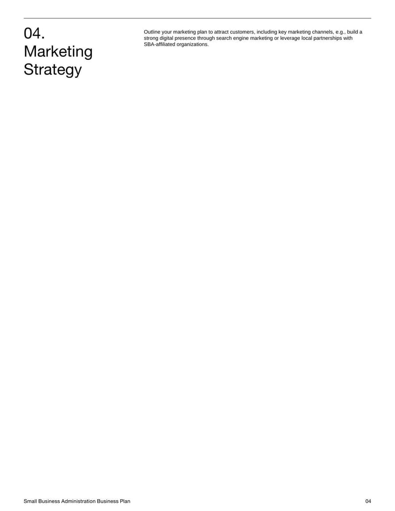 Small Business Administration Business Plan for applying for SBA loans and laying out a small business structure