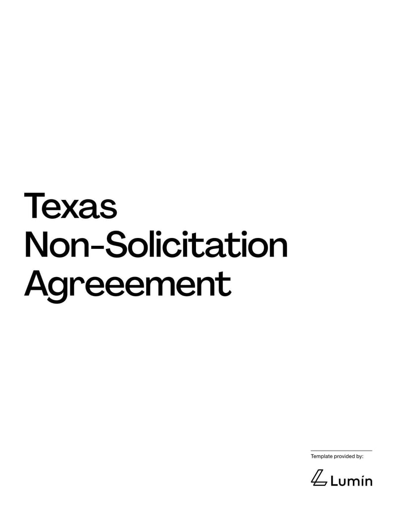 Non-Solicitation Agreement Texas for restricting solicitation of staff or clients in accordance with Texas state law