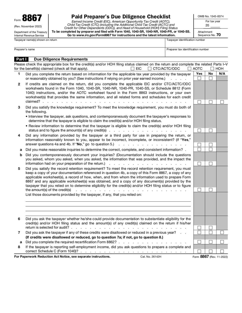 Large thumbnail of Form 8867 - Nov 2022