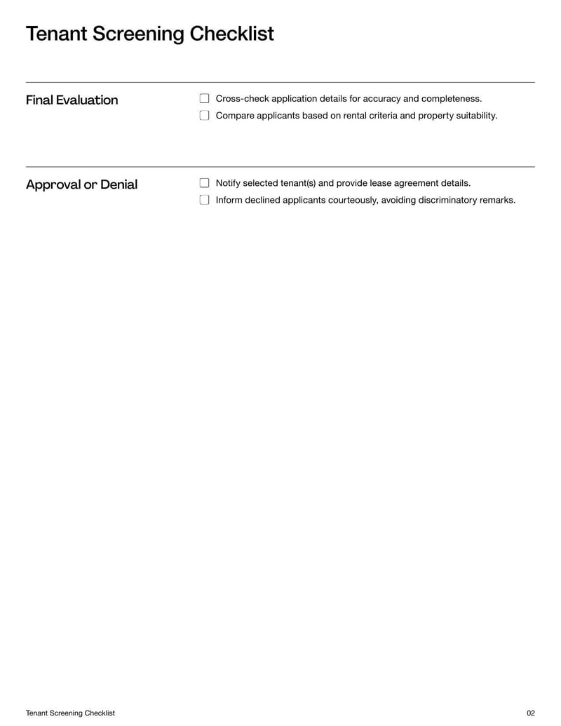 Tenant Screening Checklist for evaluating prospective renters