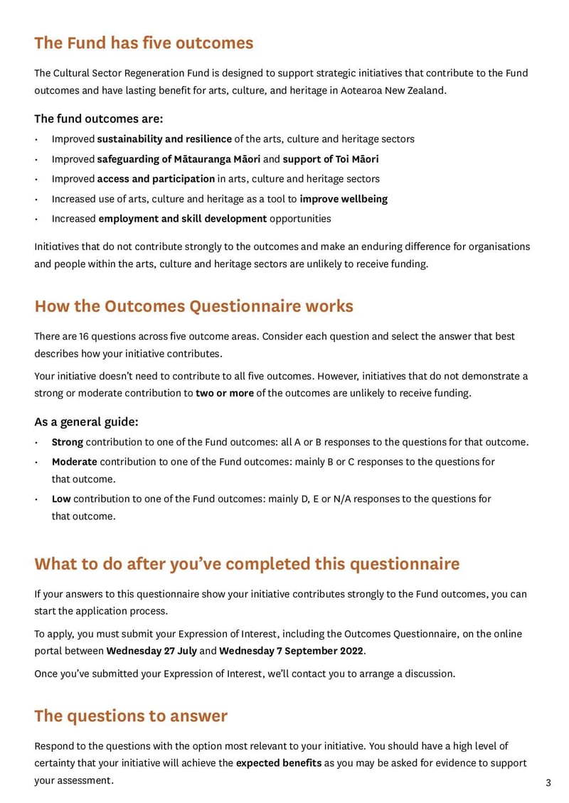 Large thumbnail of Cultural Sector Regeneration Fund Outcomes Questionnaire - Jul 2022