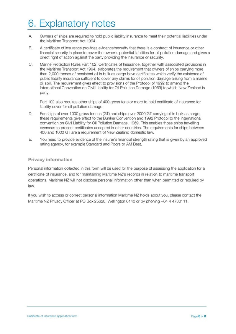 Large thumbnail of Certificates of Insurance Application Form for Oil Tankers and Ships - Jun 2020