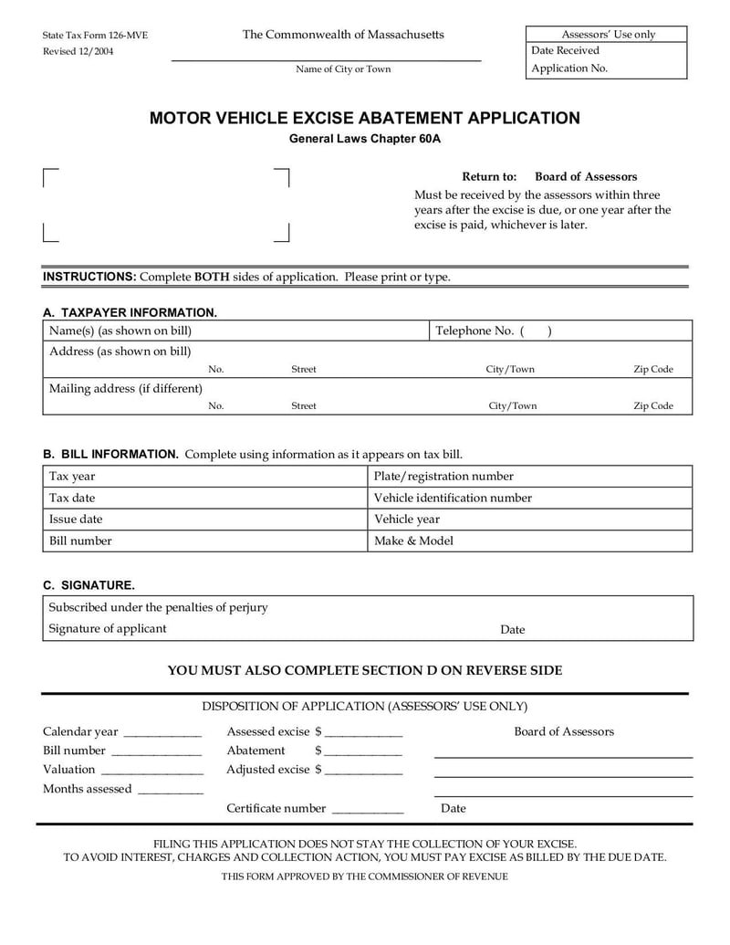 Large thumbnail of State Tax Form 126-MVE - May 2013