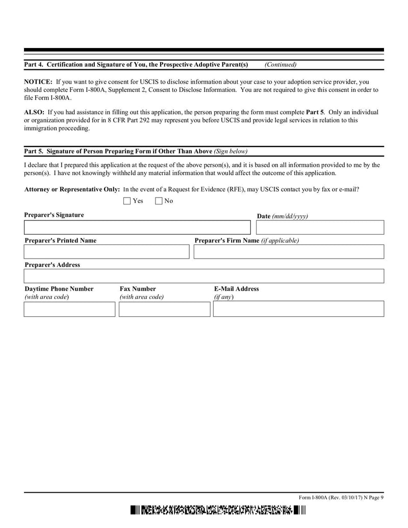 Large thumbnail of Form I-800a - Mar 2017
