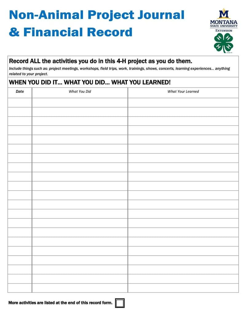 Thumbnail of 4-H Non-Animal Project Journal - Jan 2016 - page 2