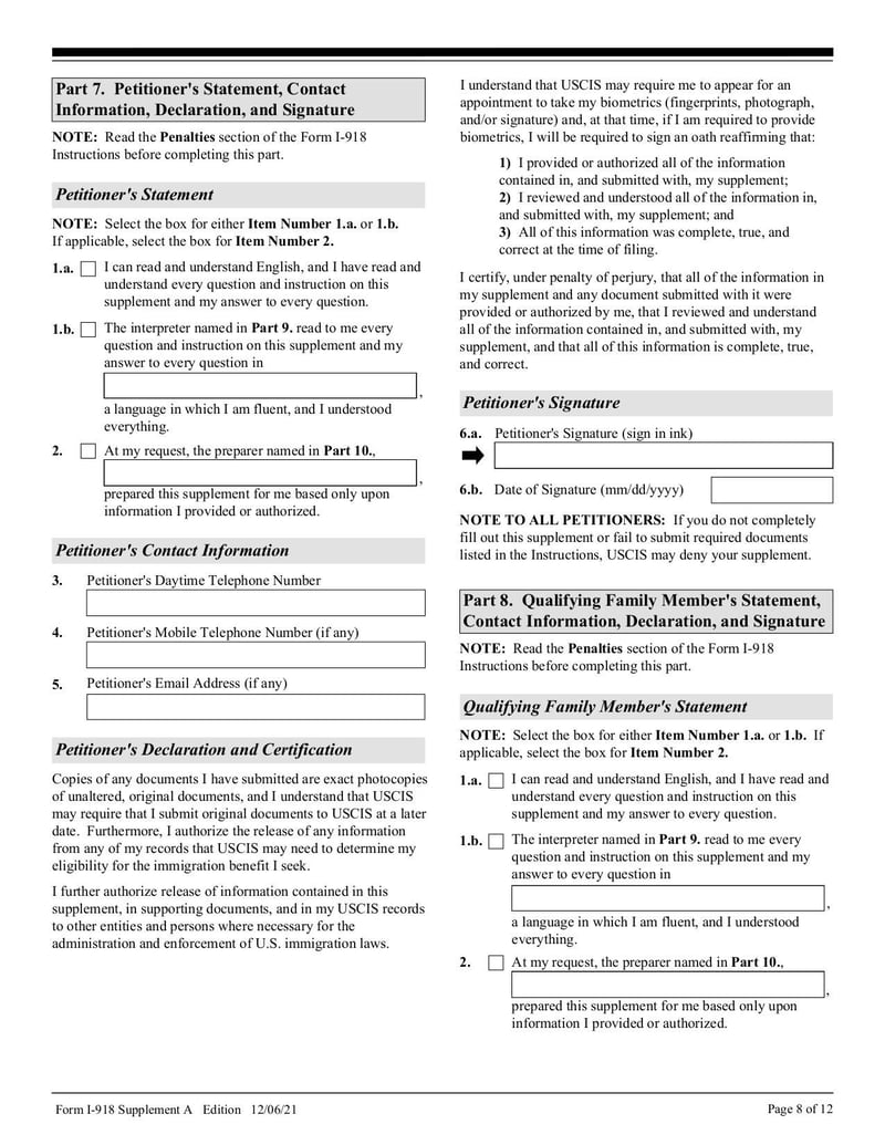 Large thumbnail of Form I-918 Supplement A - Dec 2021
