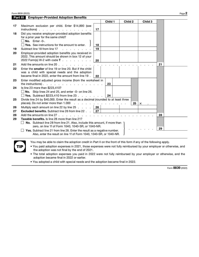 Large thumbnail of Form 8839 - Dec 2022
