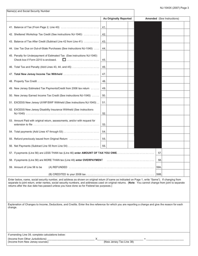 Large thumbnail of Form NJ-1040X - Sep 2010
