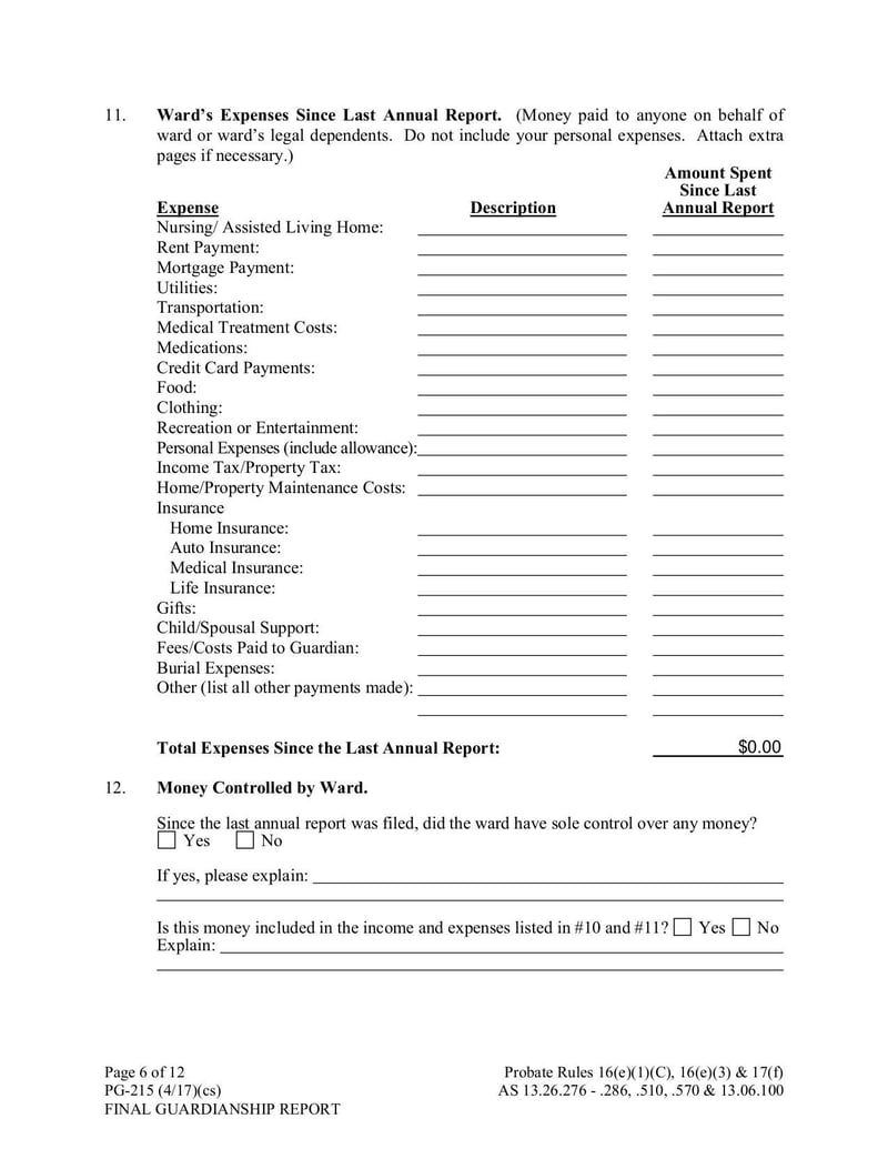 Large thumbnail of Form PG-215 Final Guardianship Report - May 2017