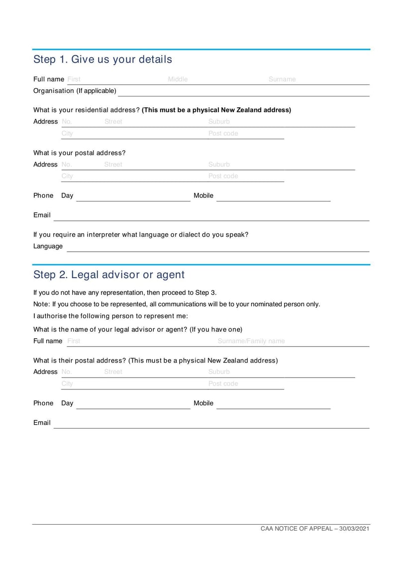 Large thumbnail of CAA Notice of Appeal Form - Mar 2021